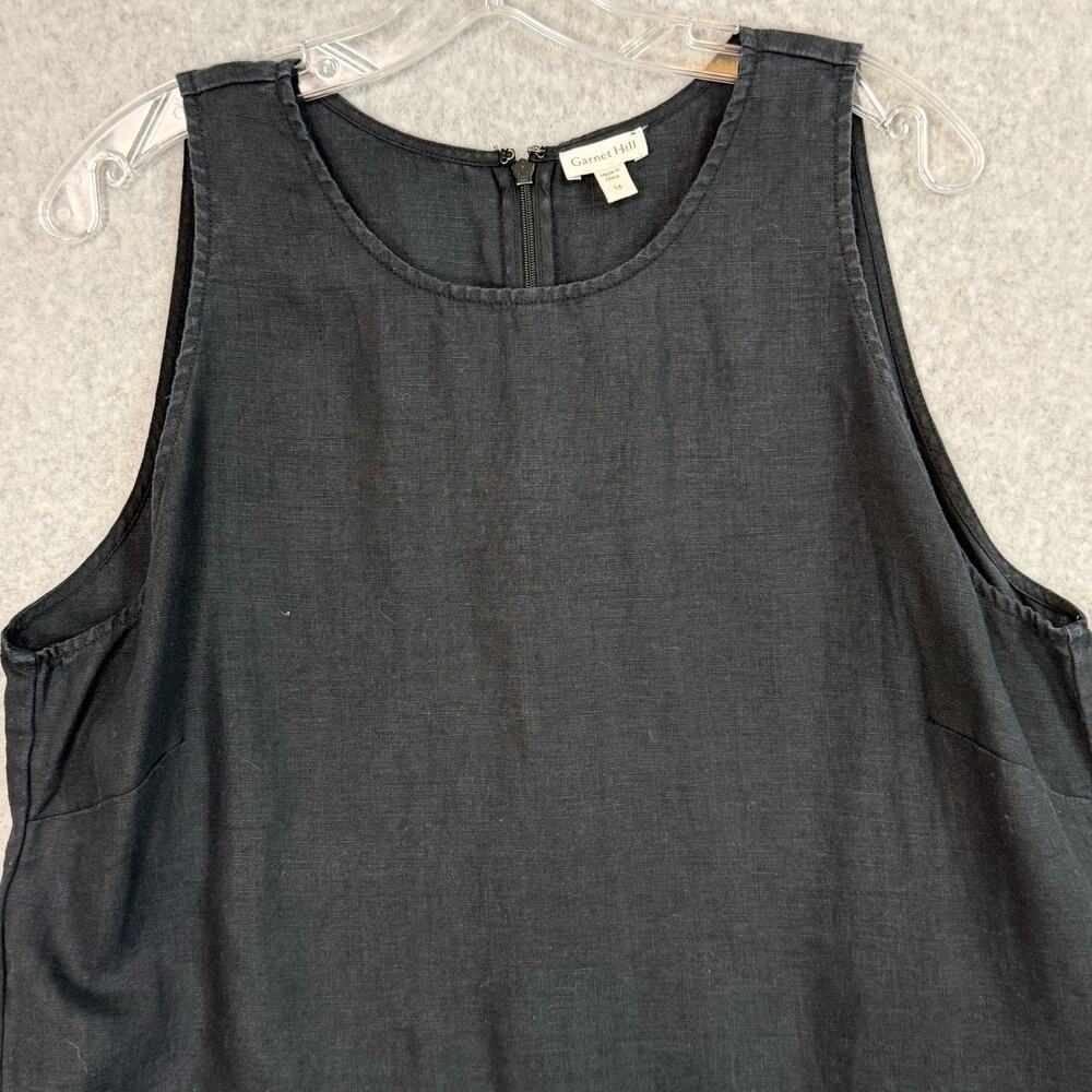Garnet Hill Harborside Linen Fringe-Hem Dress Size 14 Minimalist Quiet Luxury - Picture 5 of 16